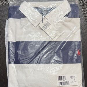 Polo by Ralph Lauren Navy Blue & White Striped Rugby Shirt